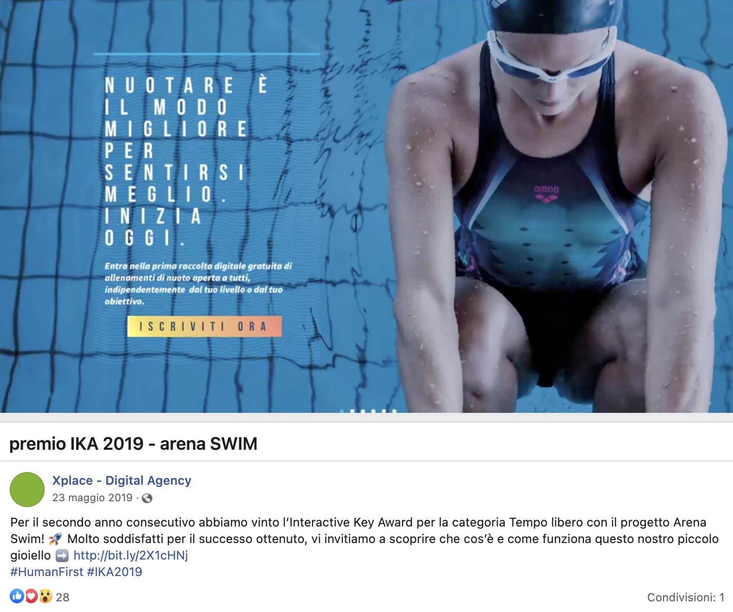 Xplace vince l’IKA Award per Arena Swim